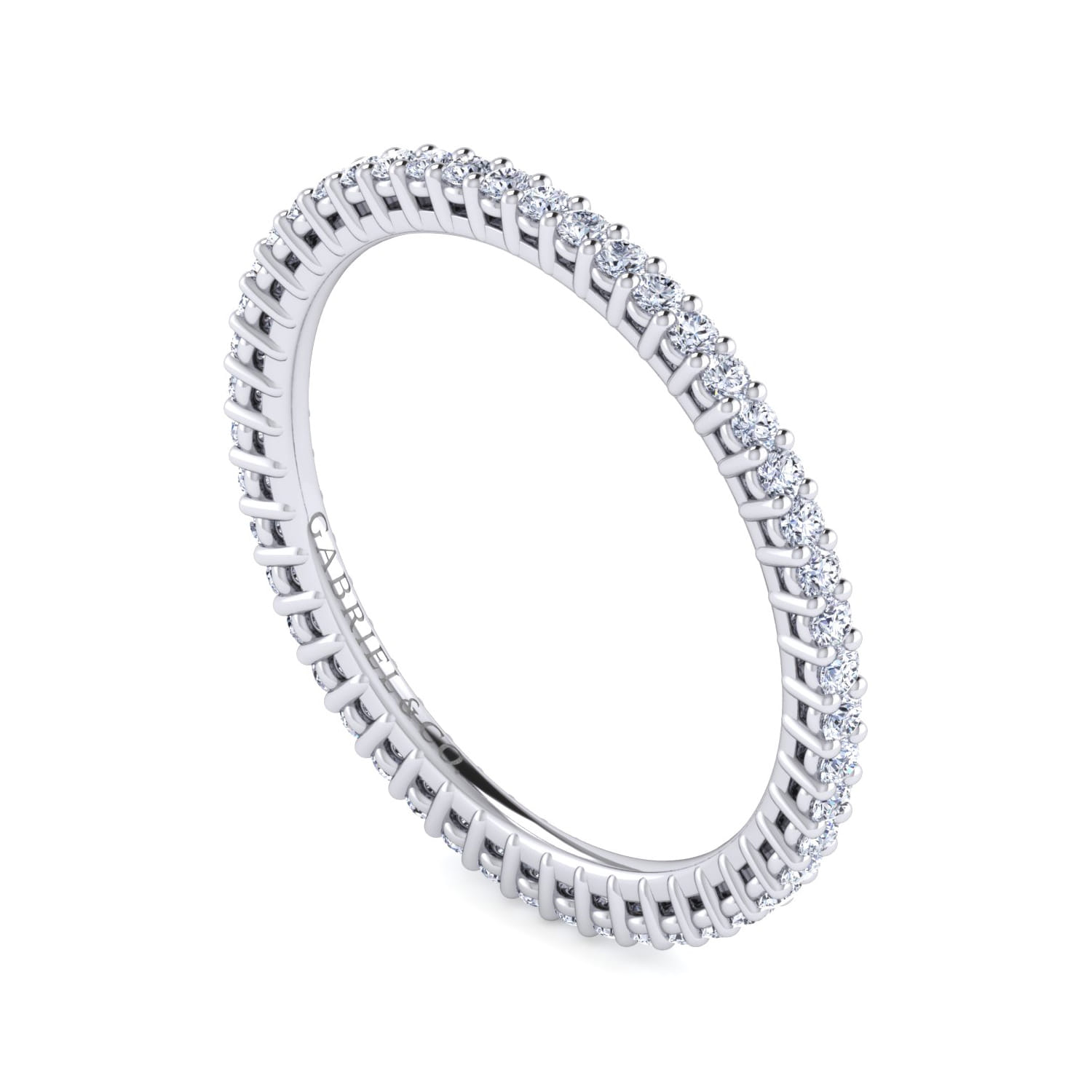 Eternity Band Wedding Ring in 14k White Gold with Round Natural Diamond at Gabriel & Co. - Shot 3