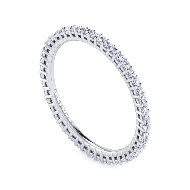 Eternity Band Wedding Ring in 14k White Gold with Round Natural Diamond at Gabriel & Co. - Shot 3