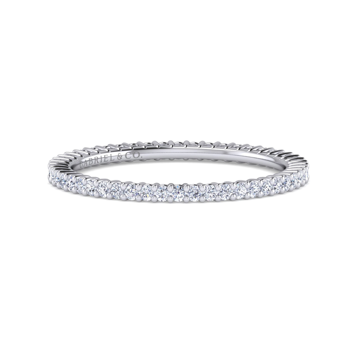 Eternity Band Wedding Ring in 14k White Gold with Round Natural Diamond at Gabriel & Co. - Shot 1