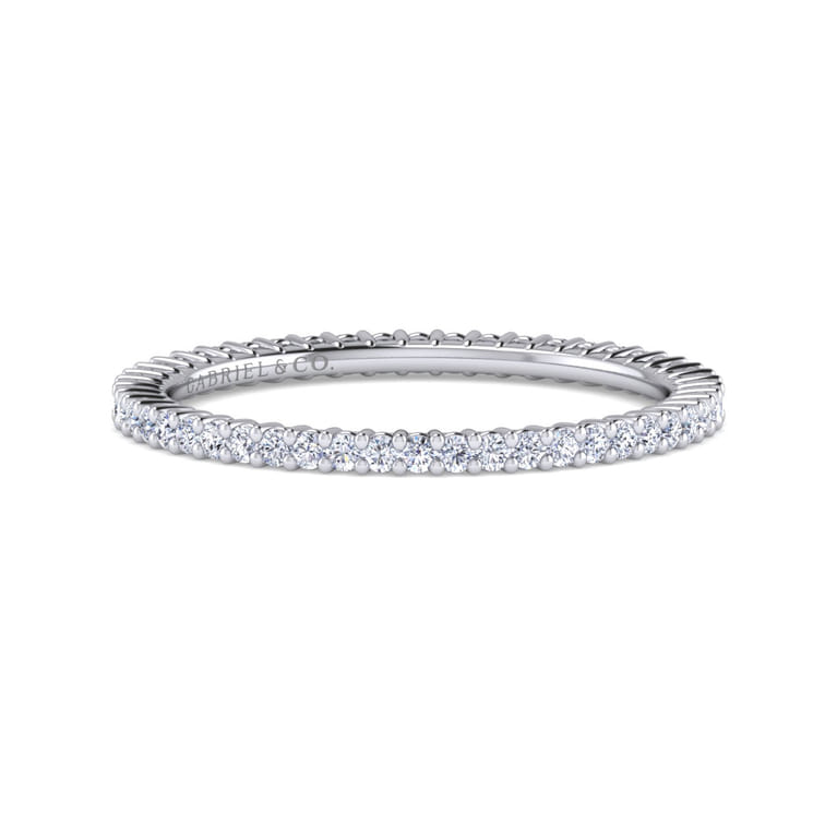 Eternity Band Wedding Ring in 14k White Gold with Round Natural Diamond at Gabriel & Co. - Shot 1