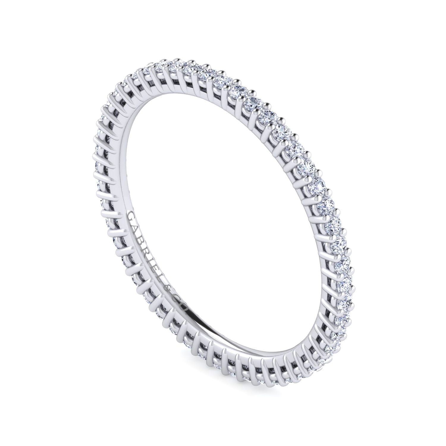 Eternity Band Wedding Ring in 14k White Gold with Round Natural Diamond at Gabriel & Co. - Shot 3