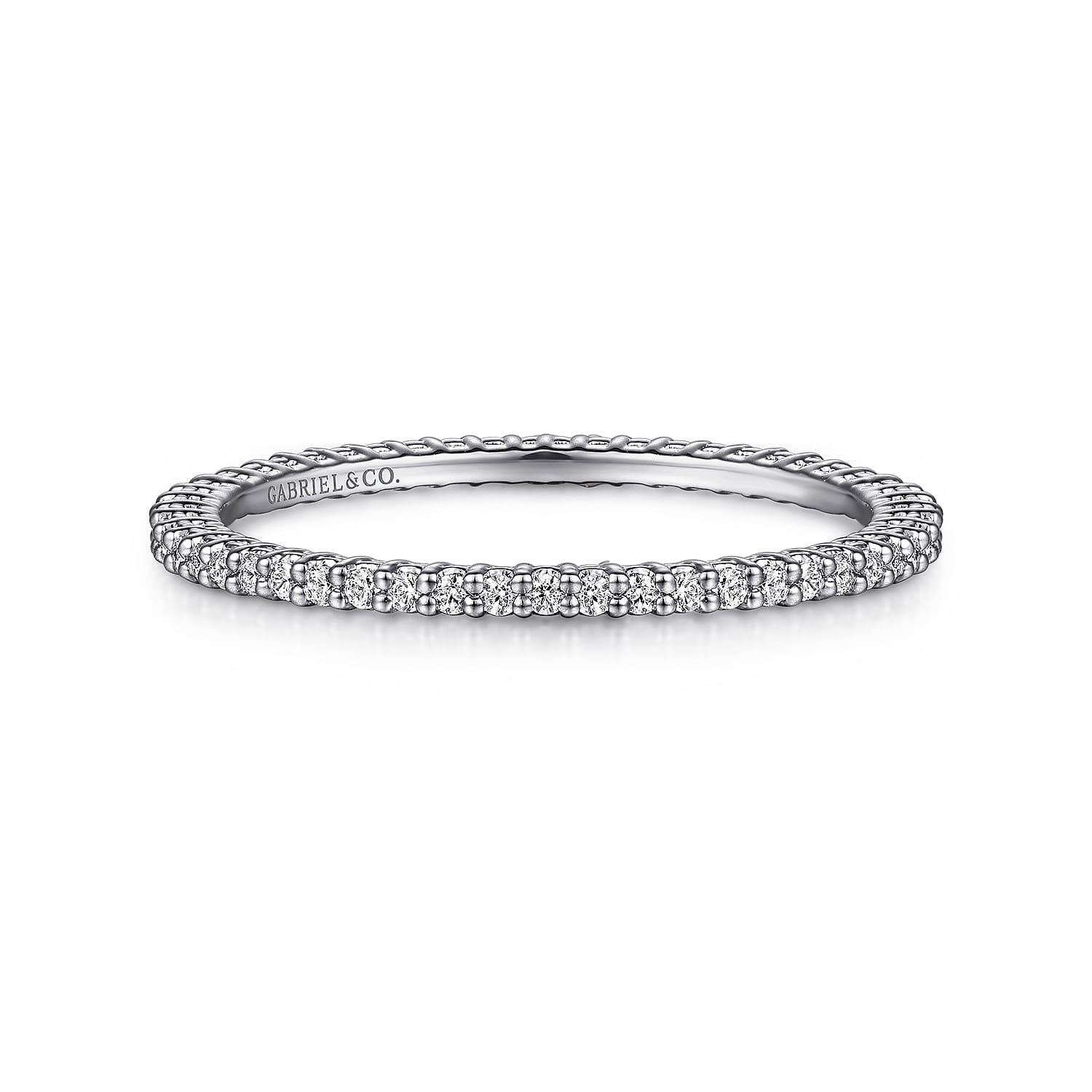 Eternity Band Wedding Ring in 14k White Gold with Round Natural Diamond at Gabriel & Co. - Shot 1