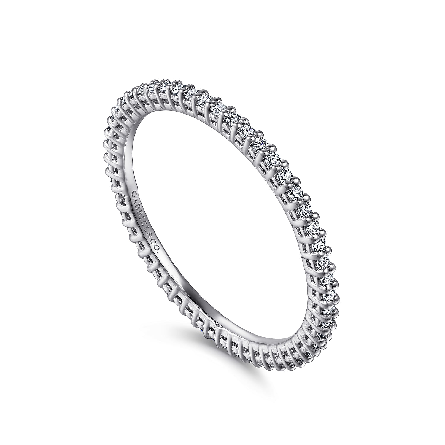 Eternity Band Wedding Ring in 14k White Gold with Round Natural Diamond at Gabriel & Co. - Shot 3