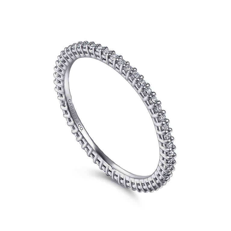 Eternity Band Wedding Ring in 14k White Gold with Round Natural Diamond at Gabriel & Co. - Shot 3