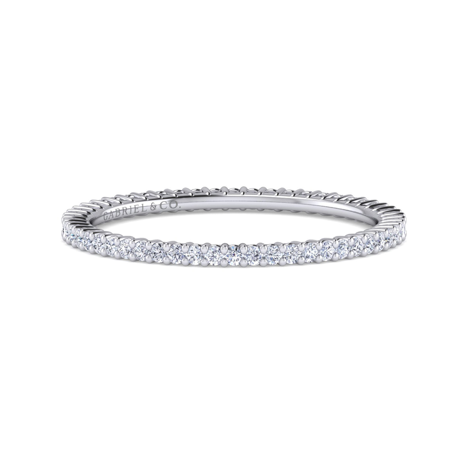 Eternity Band Wedding Ring in 14k White Gold with Round Natural Diamond at Gabriel & Co. - Shot 1