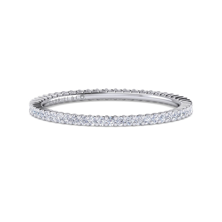 Eternity Band Wedding Ring in 14k White Gold with Round Natural Diamond at Gabriel & Co. - Shot 1