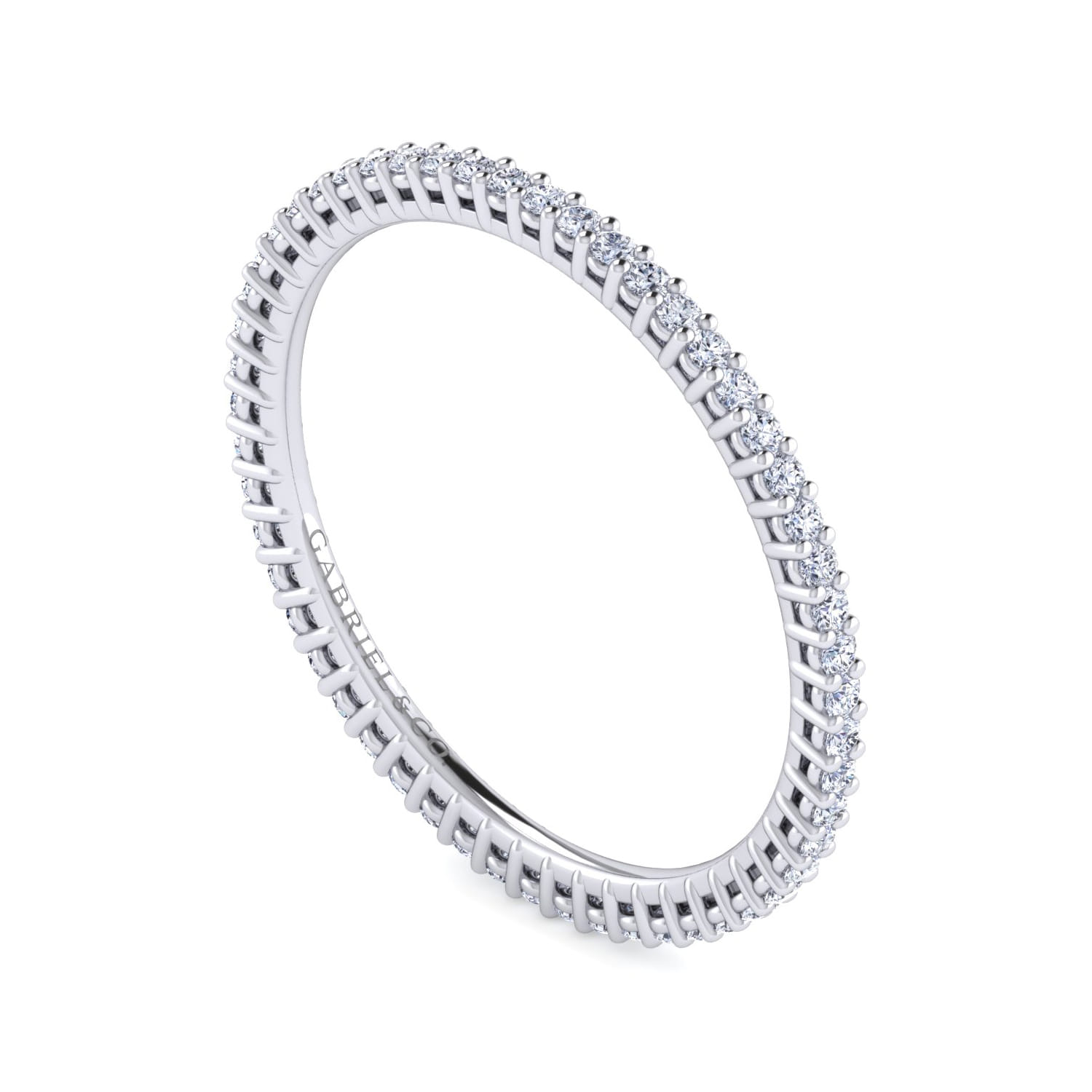 Eternity Band Wedding Ring in 14k White Gold with Round Natural Diamond at Gabriel & Co. - Shot 3