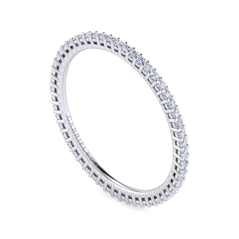 Eternity Band Wedding Ring in 14k White Gold with Round Natural Diamond at Gabriel & Co. - Shot 3