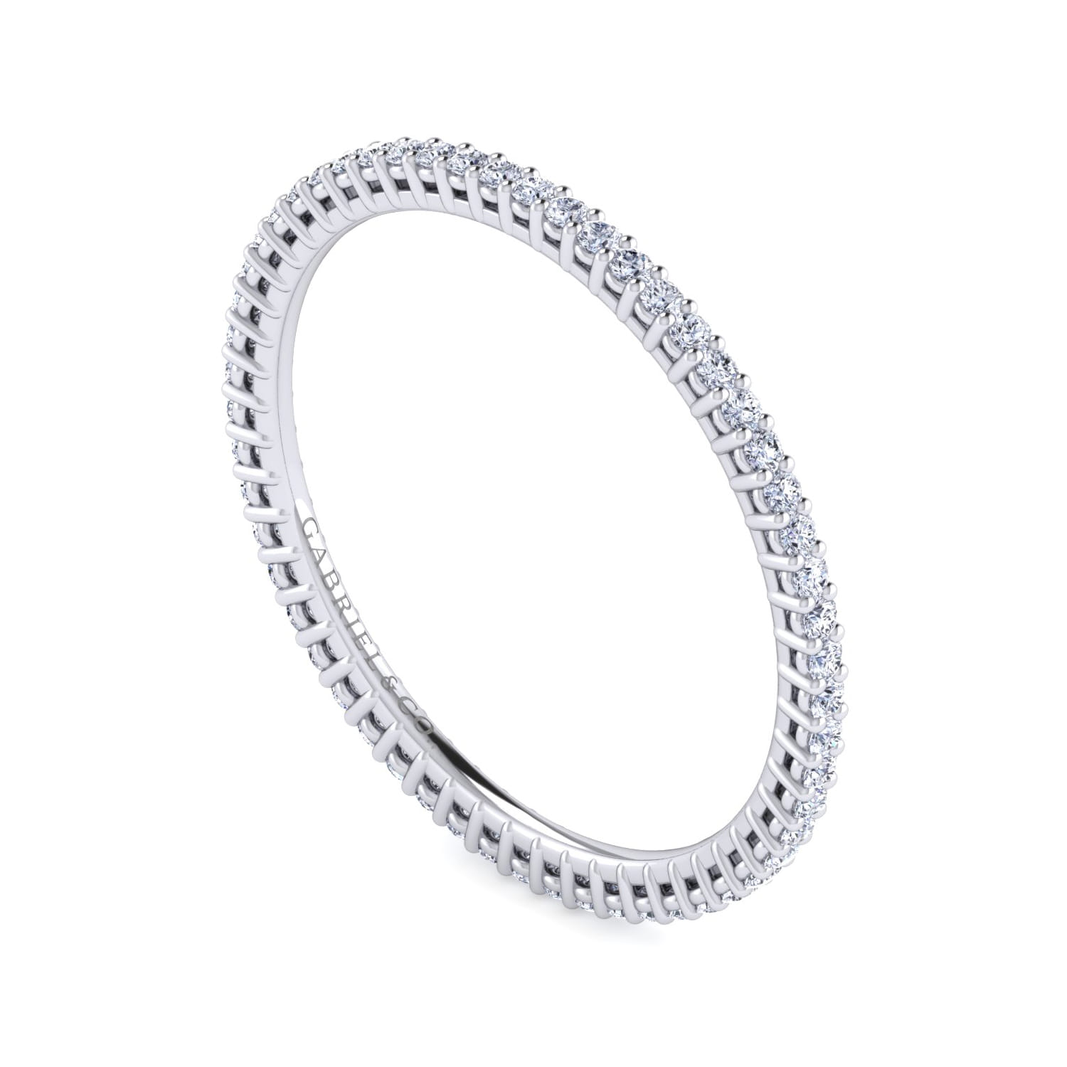 Eternity Band Wedding Ring in 14k White Gold with Round Natural Diamond at Gabriel & Co. - Shot 3
