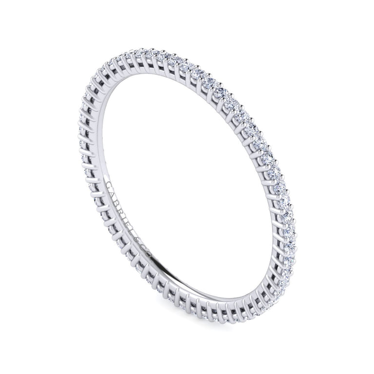Eternity Band Wedding Ring in 14k White Gold with Round Natural Diamond at Gabriel & Co. - Shot 3