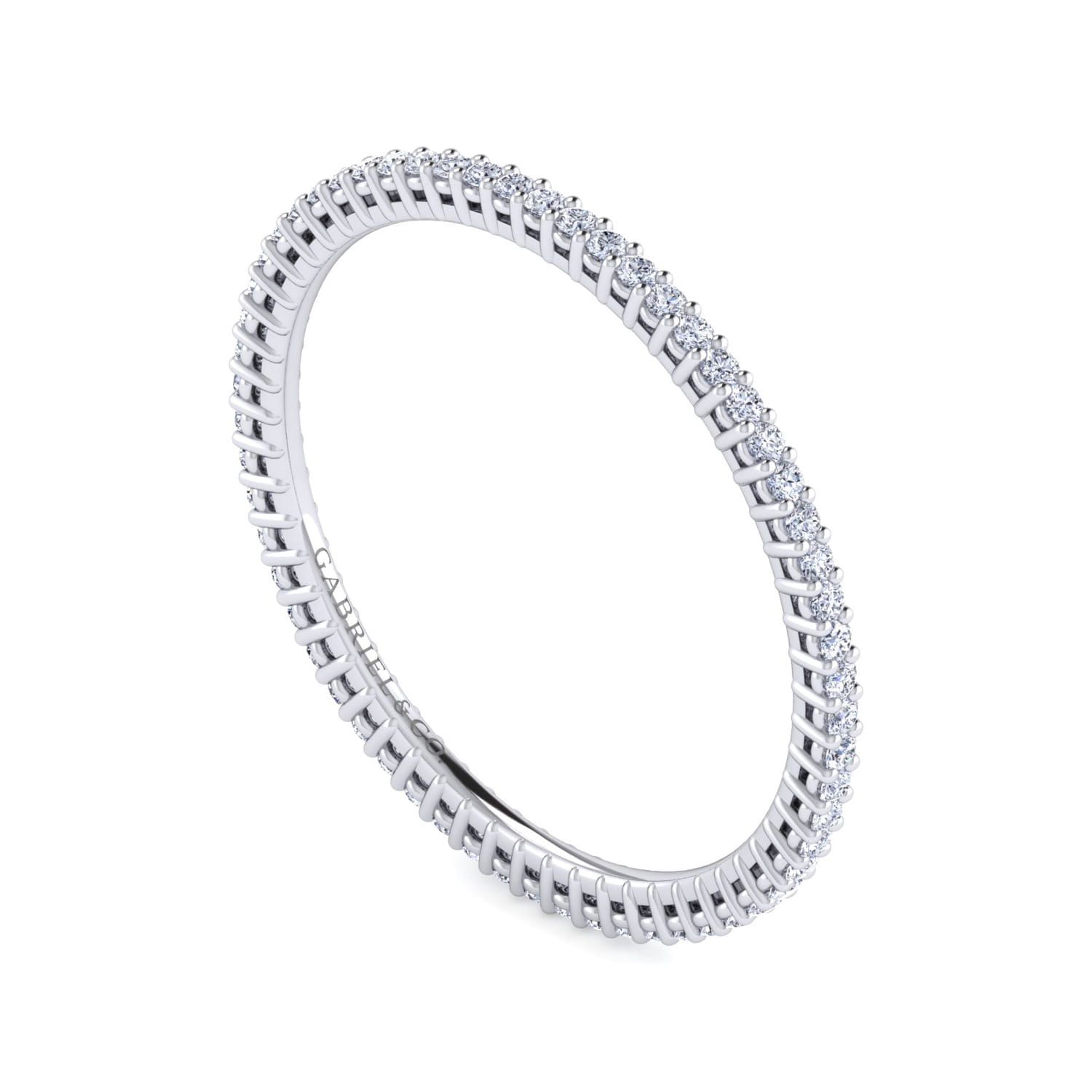 Eternity Band Wedding Ring in 14k White Gold with Round Natural Diamond at Gabriel & Co. - Shot 3