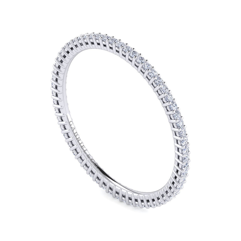 Eternity Band Wedding Ring in 14k White Gold with Round Natural Diamond at Gabriel & Co. - Shot 3