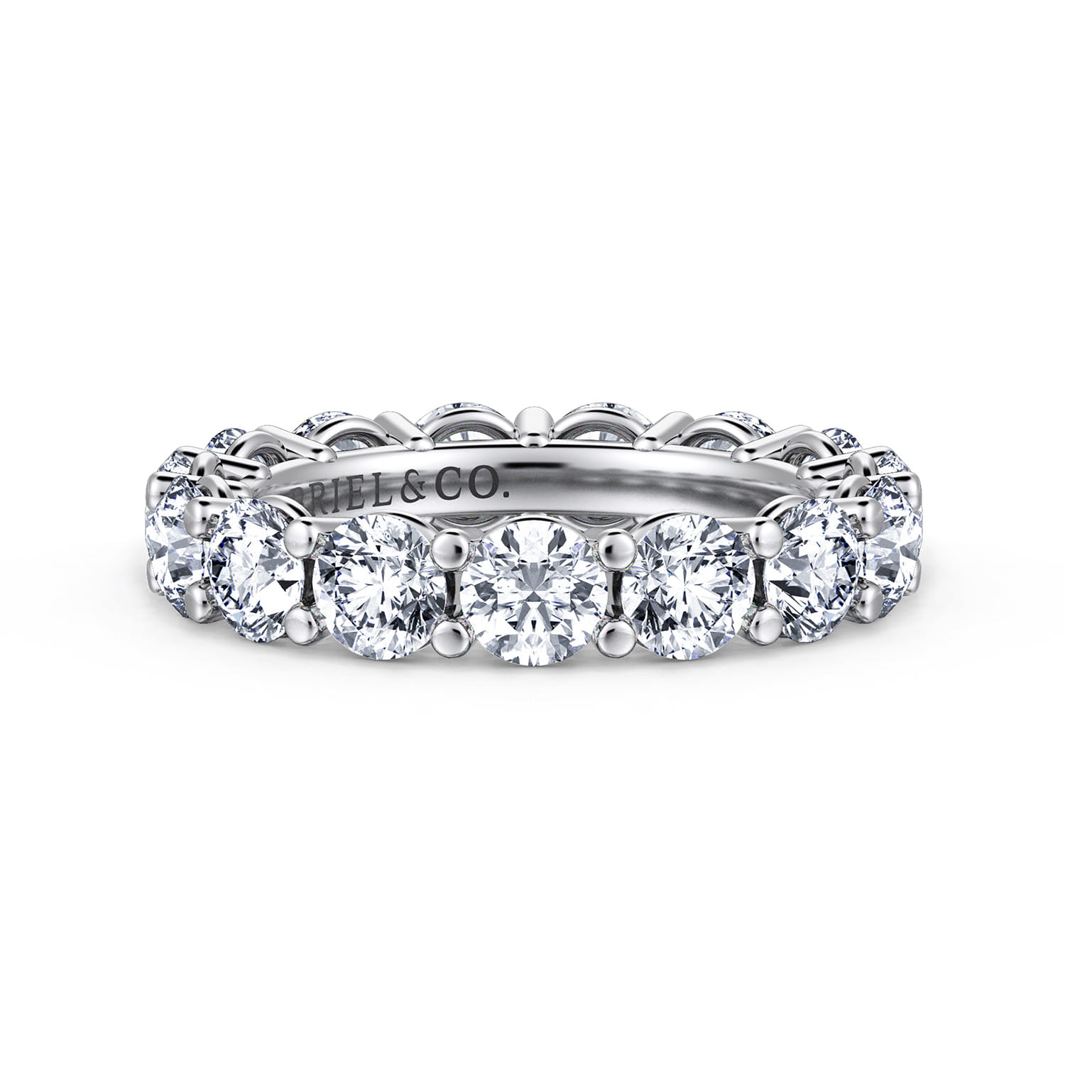 Eternity Band Wedding Ring in 14k White Gold with Round Natural Diamond at Gabriel & Co. - Shot 1