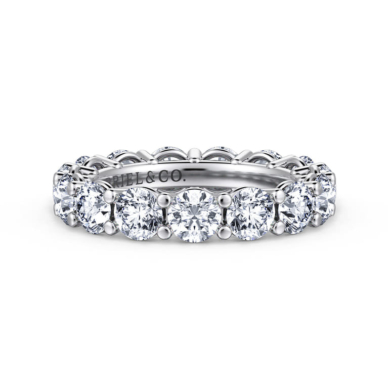 Eternity Band Wedding Ring in 14k White Gold with Round Natural Diamond at Gabriel & Co. - Shot 1