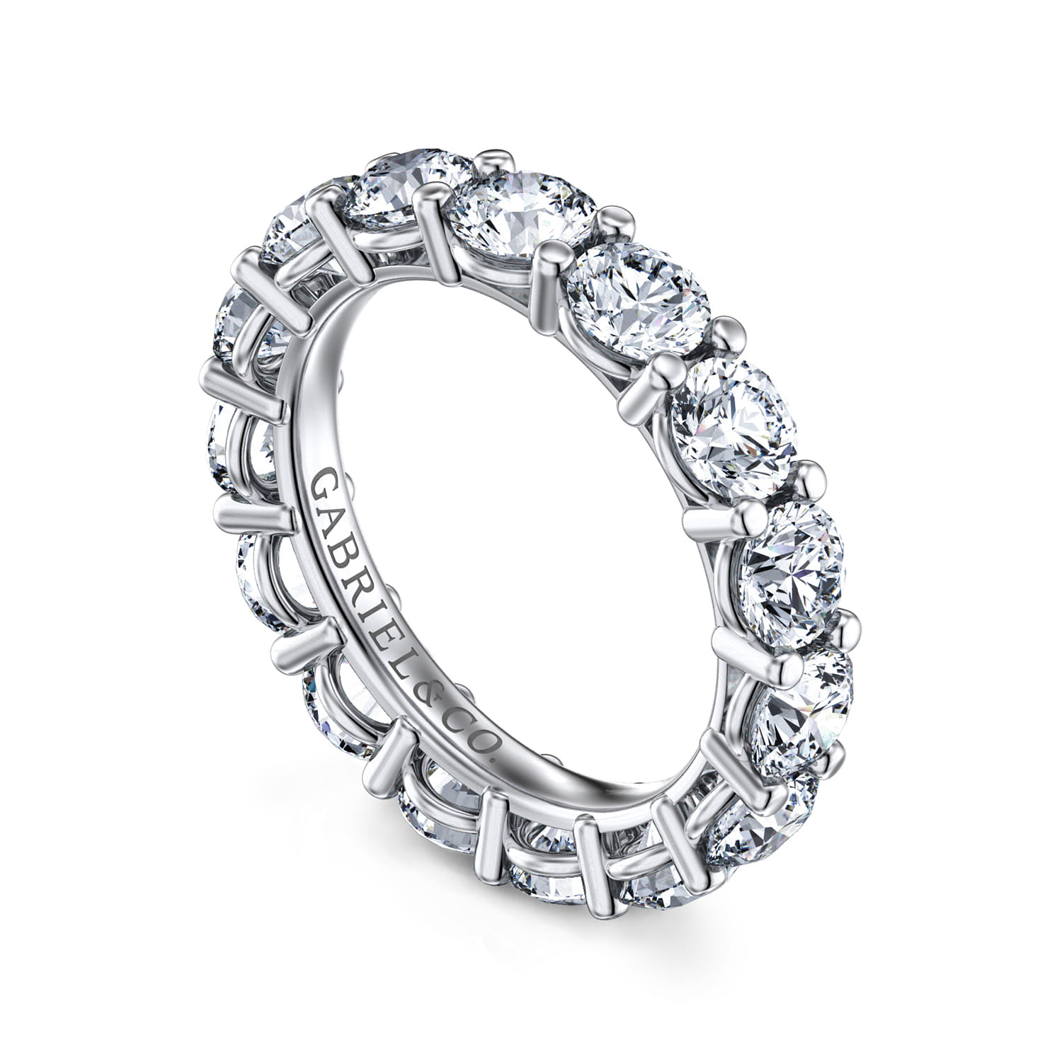 Eternity Band Wedding Ring in 14k White Gold with Round Natural Diamond at Gabriel & Co. - Shot 3