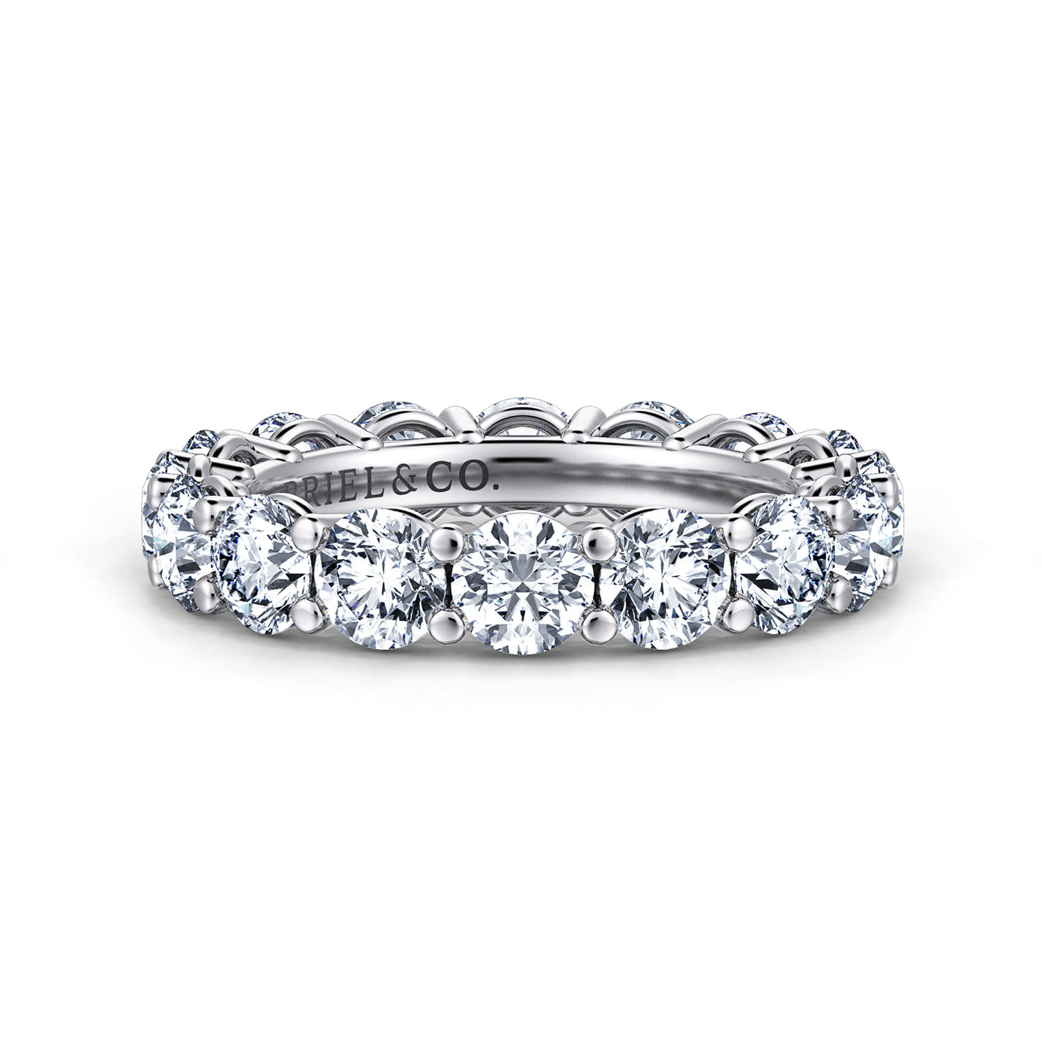 Eternity Band Wedding Ring in 14k White Gold with Round Natural Diamond at Gabriel & Co. - Shot 1