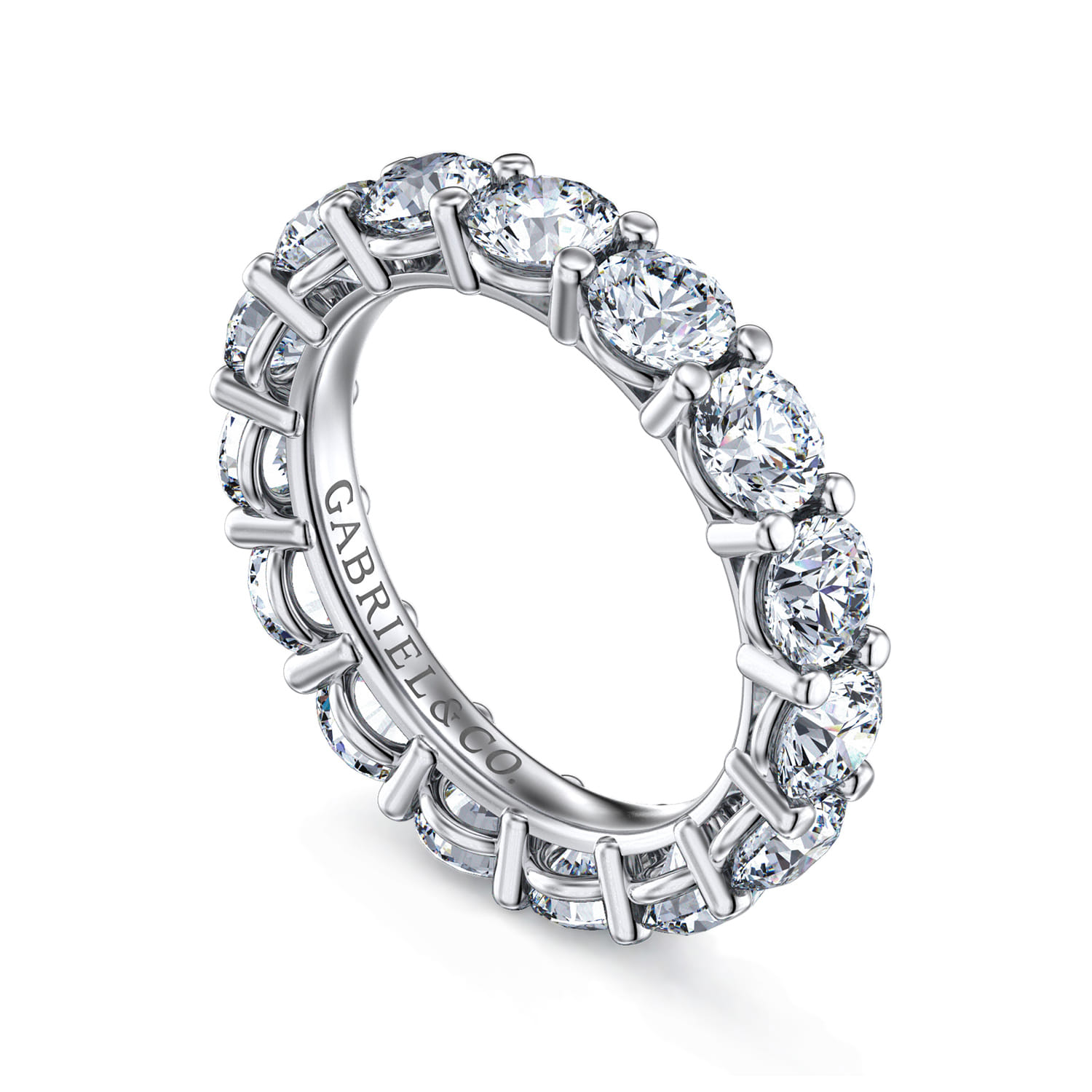 Eternity Band Wedding Ring in 14k White Gold with Round Natural Diamond at Gabriel & Co. - Shot 3