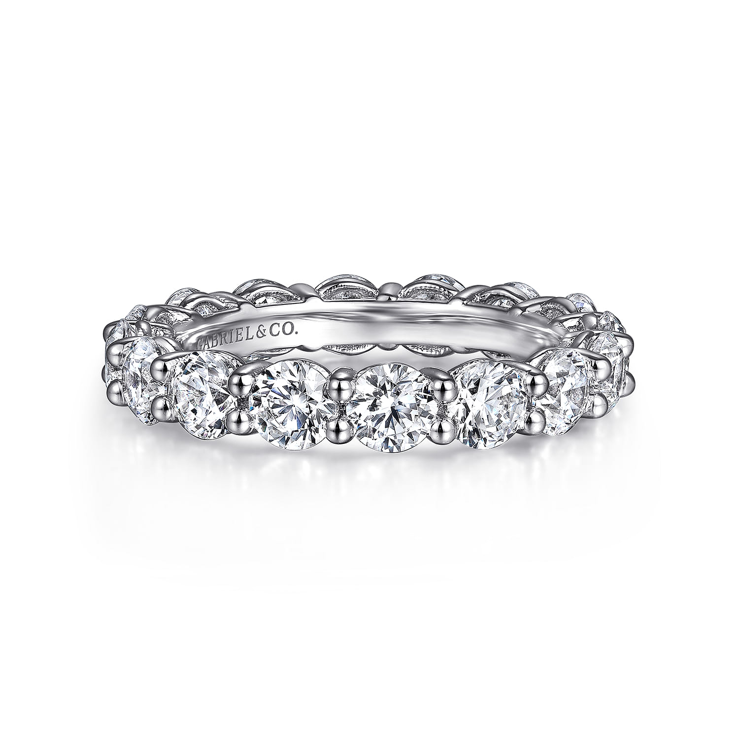 Eternity Band Wedding Ring in 14k White Gold with Round Natural Diamond at Gabriel & Co. - Shot 1