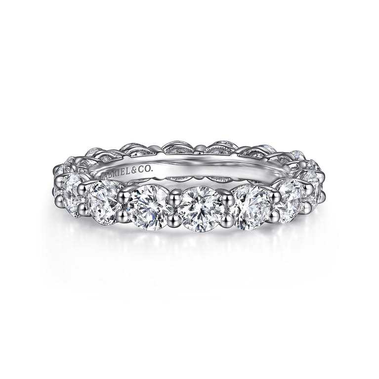 Eternity Band Wedding Ring in 14k White Gold with Round Natural Diamond at Gabriel & Co. - Shot 1