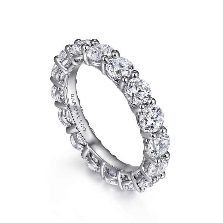 Eternity Band Wedding Ring in 14k White Gold with Round Natural Diamond at Gabriel & Co. - Shot 3