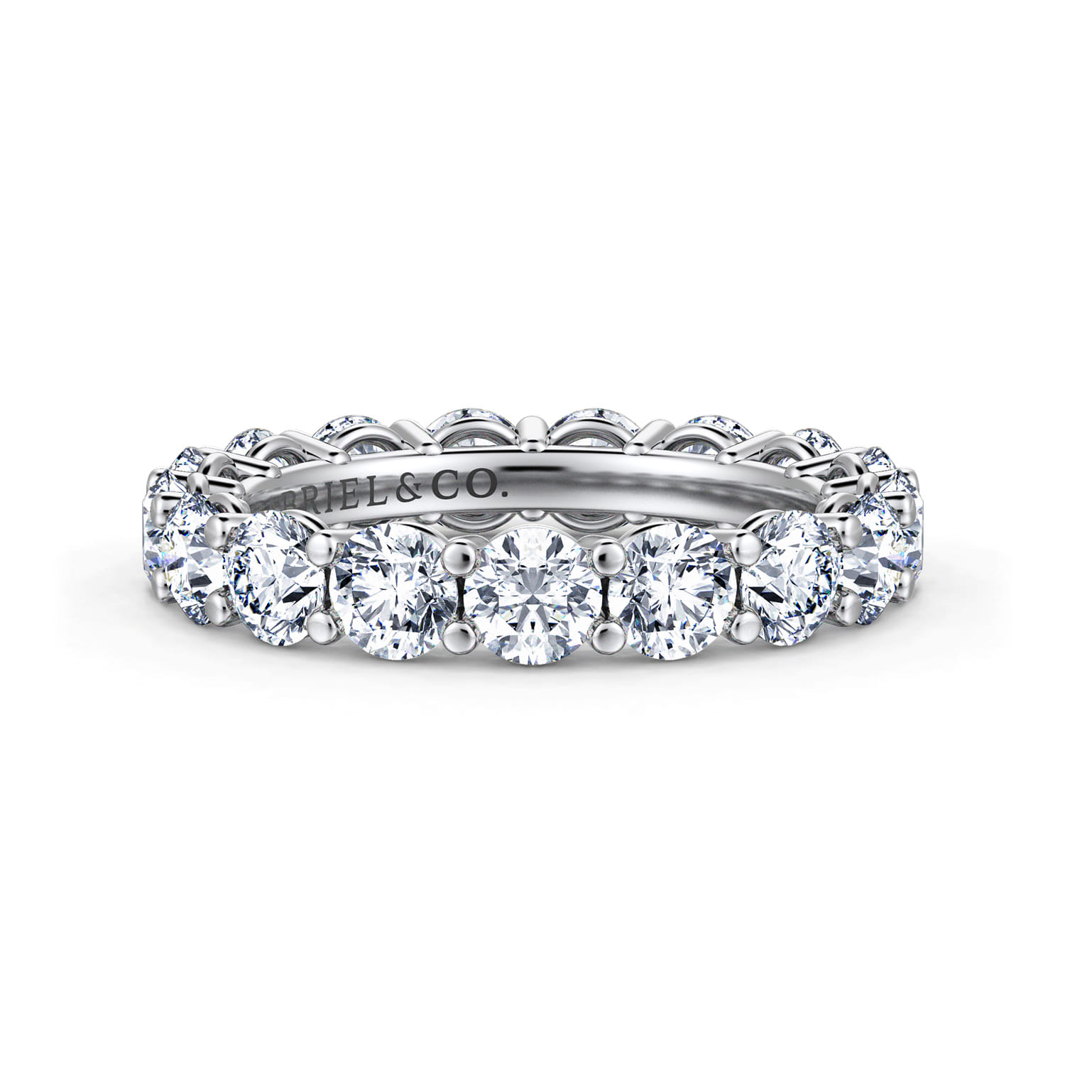 Eternity Band Wedding Ring in 14k White Gold with Round Natural Diamond at Gabriel & Co. - Shot 1