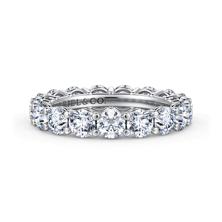 Eternity Band Wedding Ring in 14k White Gold with Round Natural Diamond at Gabriel & Co. - Shot 1