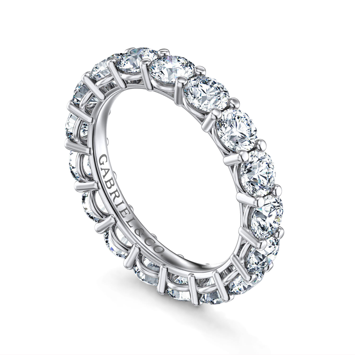 Eternity Band Wedding Ring in 14k White Gold with Round Natural Diamond at Gabriel & Co. - Shot 3
