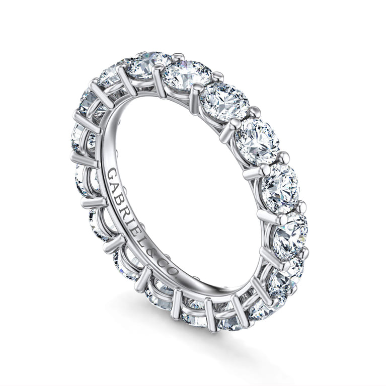 Eternity Band Wedding Ring in 14k White Gold with Round Natural Diamond at Gabriel & Co. - Shot 3
