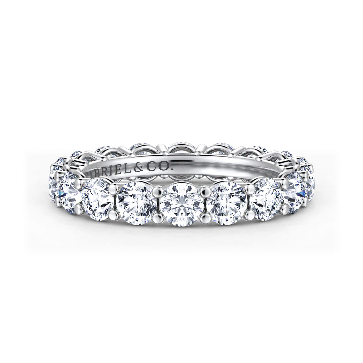 Eternity Band Wedding Ring in 14k White Gold with Round Natural Diamond at Gabriel & Co. - Shot 1