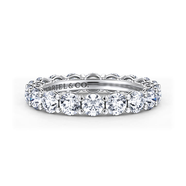 Eternity Band Wedding Ring in 14k White Gold with Round Natural Diamond at Gabriel & Co. - Shot 1