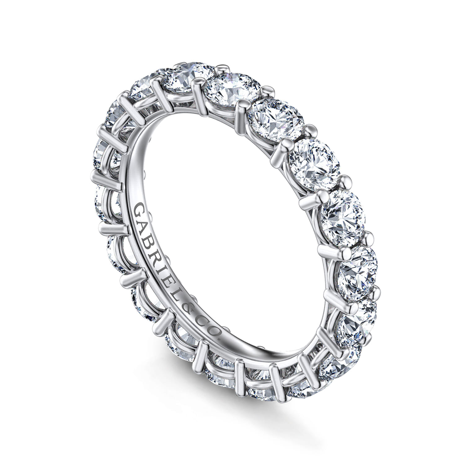 Eternity Band Wedding Ring in 14k White Gold with Round Natural Diamond at Gabriel & Co. - Shot 3