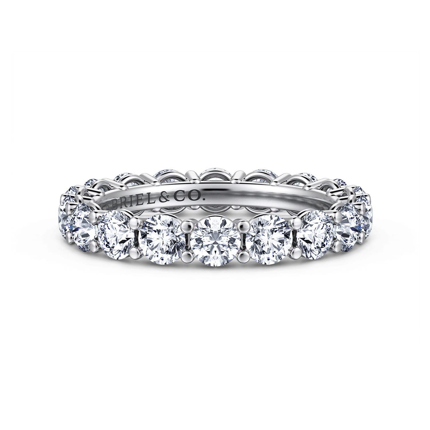 Eternity Band Wedding Ring in 14k White Gold with Round Natural Diamond at Gabriel & Co. - Shot 1