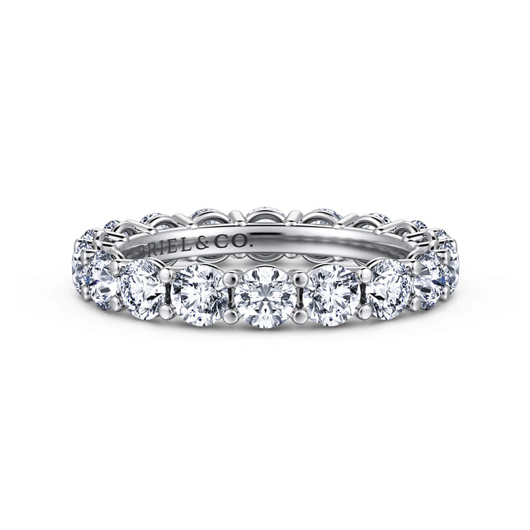 Eternity Band Wedding Ring in 14k White Gold with Round Natural Diamond at Gabriel & Co. - Shot 1