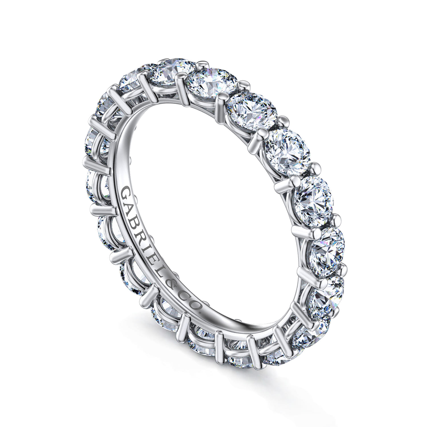 Eternity Band Wedding Ring in 14k White Gold with Round Natural Diamond at Gabriel & Co. - Shot 3