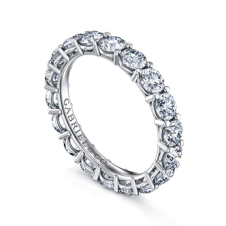Eternity Band Wedding Ring in 14k White Gold with Round Natural Diamond at Gabriel & Co. - Shot 3