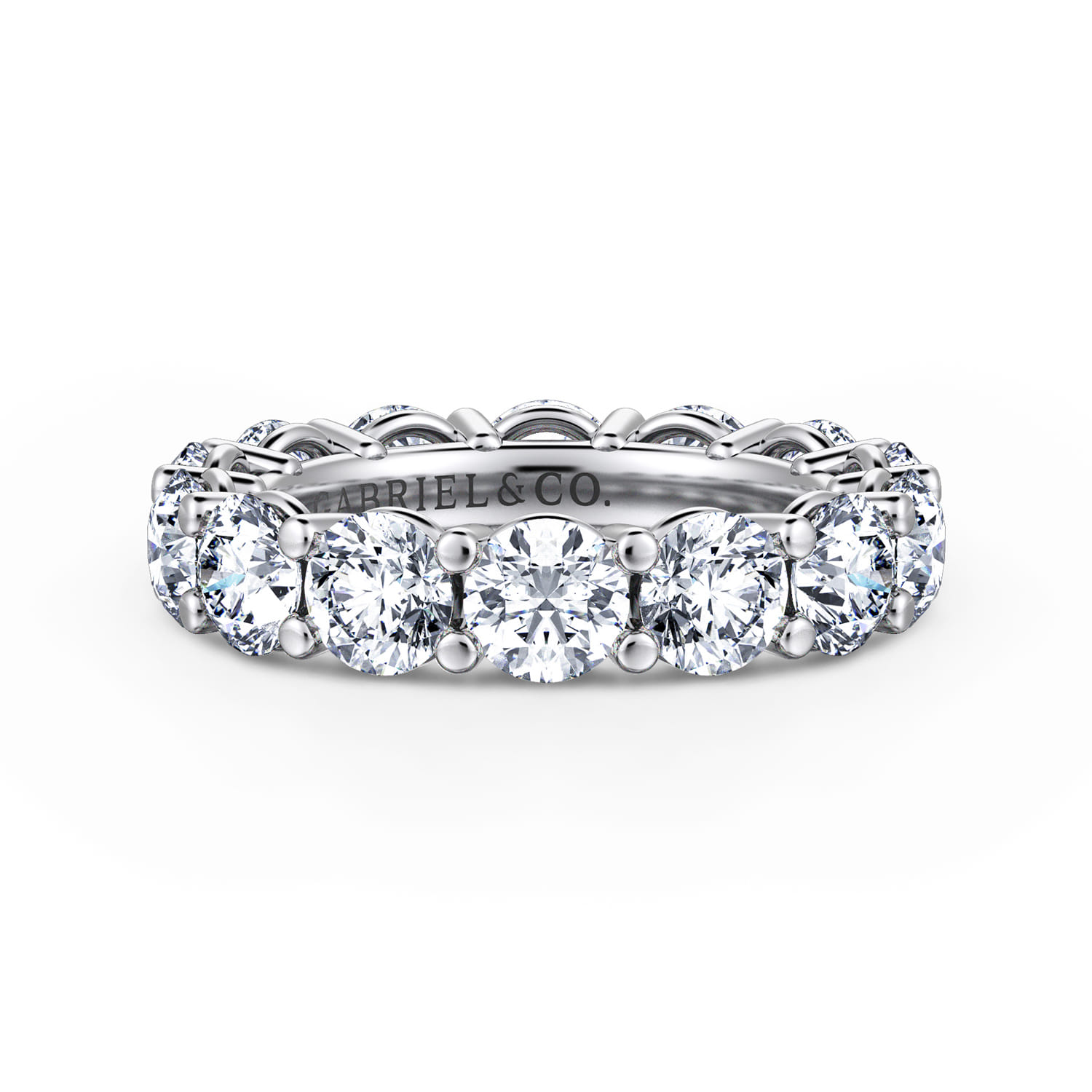 Eternity Band Wedding Ring in 14k White Gold with Round Natural Diamond at Gabriel & Co. - Shot 1