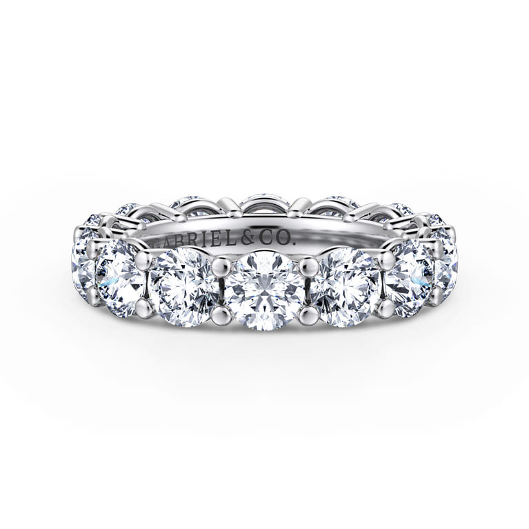 Eternity Band Wedding Ring in 14k White Gold with Round Natural Diamond at Gabriel & Co. - Shot 1