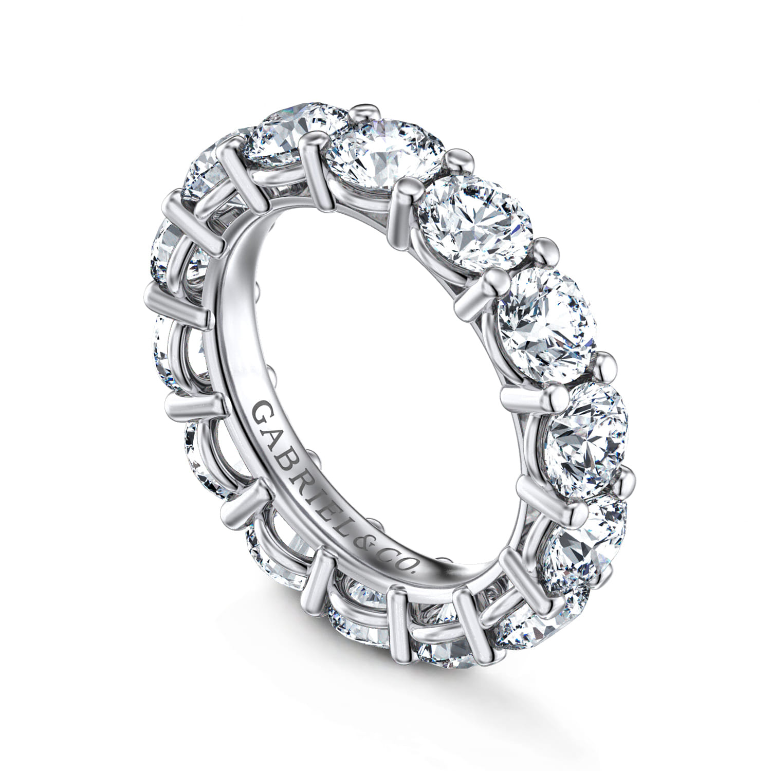 Eternity Band Wedding Ring in 14k White Gold with Round Natural Diamond at Gabriel & Co. - Shot 3