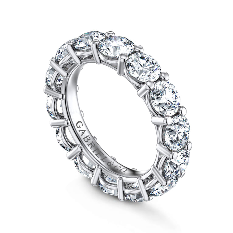 Eternity Band Wedding Ring in 14k White Gold with Round Natural Diamond at Gabriel & Co. - Shot 3