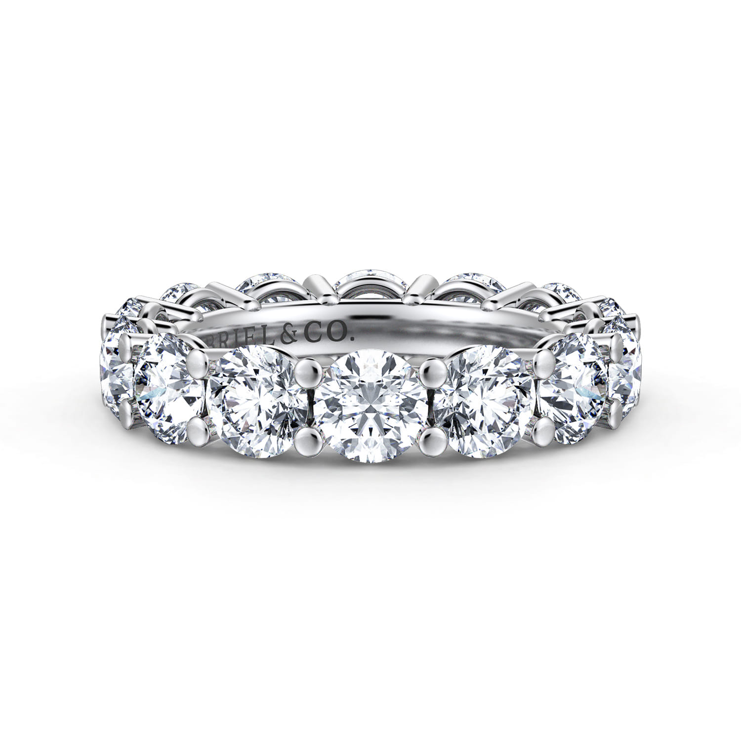 Eternity Band Wedding Ring in 14k White Gold with Round Natural Diamond at Gabriel & Co. - Shot 1
