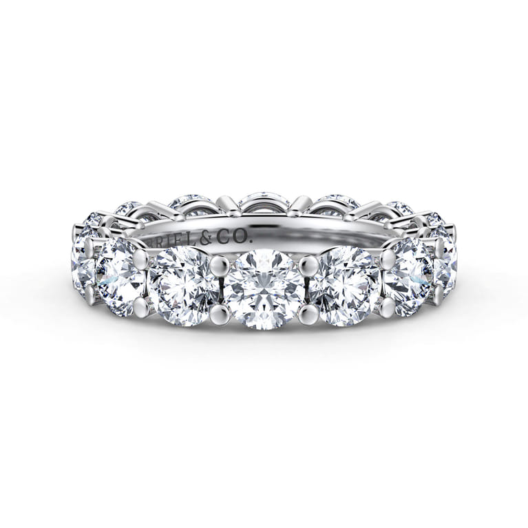 Eternity Band Wedding Ring in 14k White Gold with Round Natural Diamond at Gabriel & Co. - Shot 1