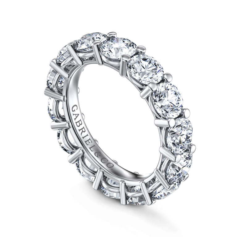 Eternity Band Wedding Ring in 14k White Gold with Round Natural Diamond at Gabriel & Co. - Shot 3