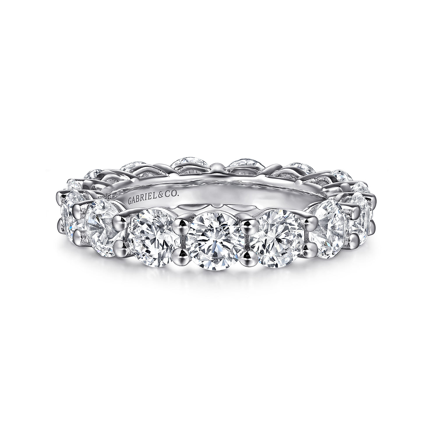 Eternity Band Wedding Ring in 14k White Gold with Round Natural Diamond at Gabriel & Co. - Shot 1