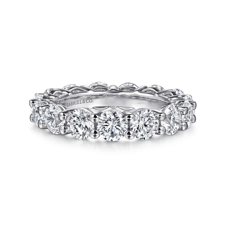 Eternity Band Wedding Ring in 14k White Gold with Round Natural Diamond at Gabriel & Co. - Shot 1