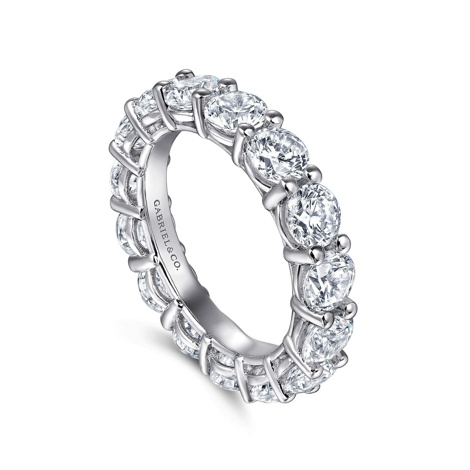 Eternity Band Wedding Ring in 14k White Gold with Round Natural Diamond at Gabriel & Co. - Shot 3