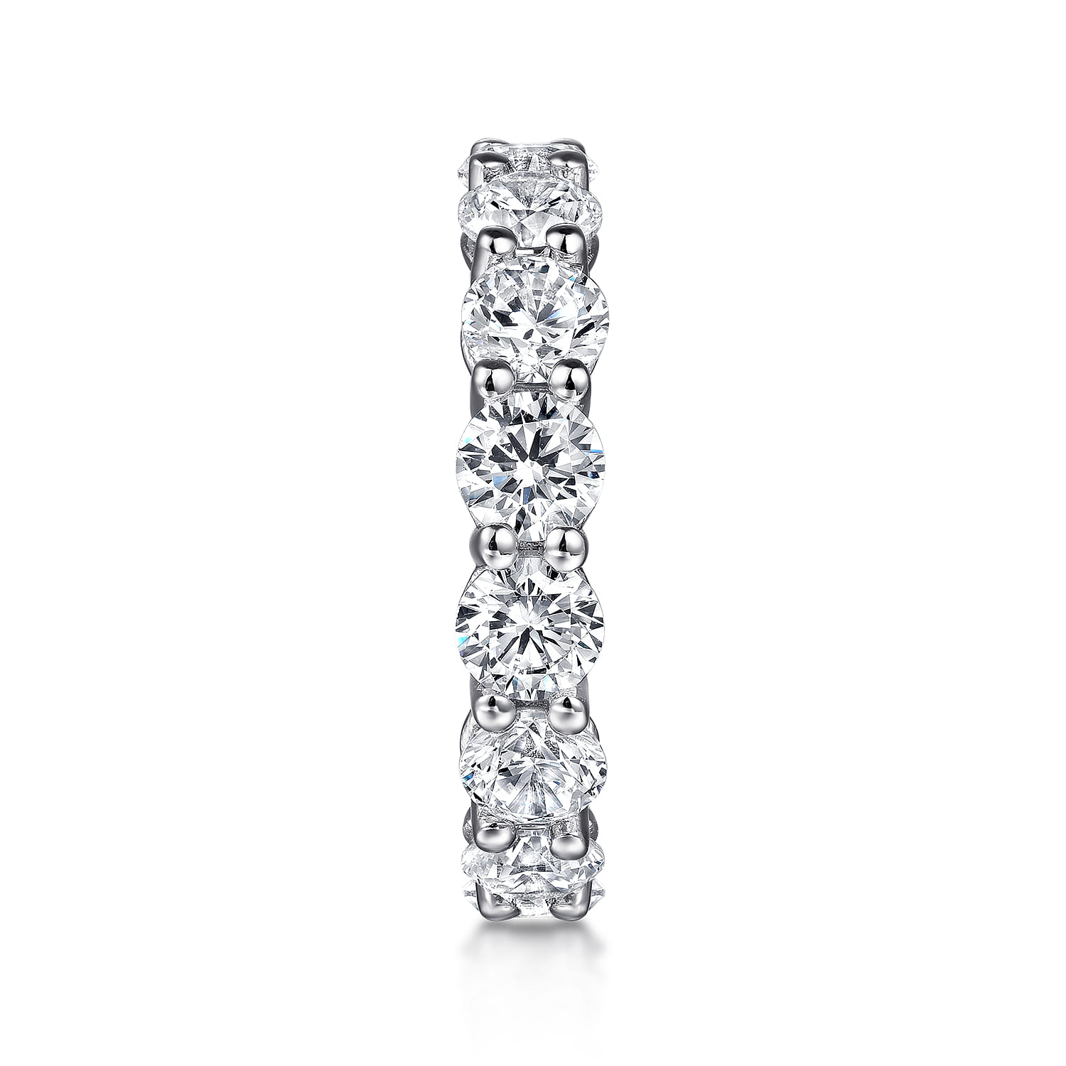 Eternity Band Wedding Ring in 14k White Gold with Round Natural Diamond at Gabriel & Co. - Shot 4