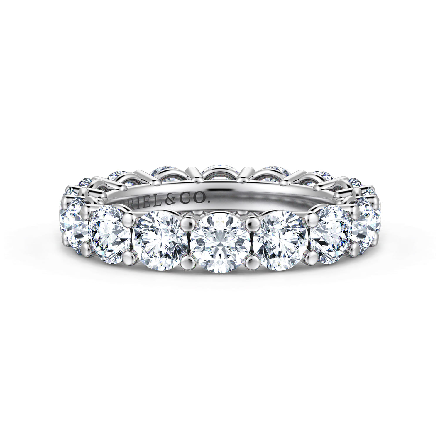 Eternity Band Wedding Ring in 14k White Gold with Round Natural Diamond at Gabriel & Co. - Shot 1