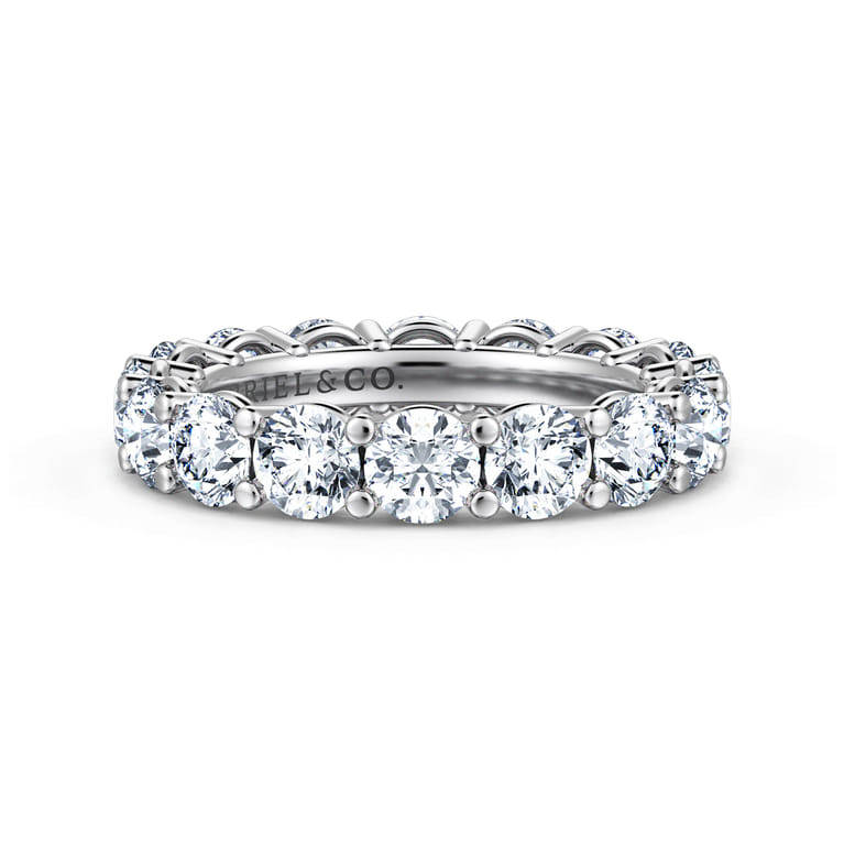 Eternity Band Wedding Ring in 14k White Gold with Round Natural Diamond at Gabriel & Co. - Shot 1