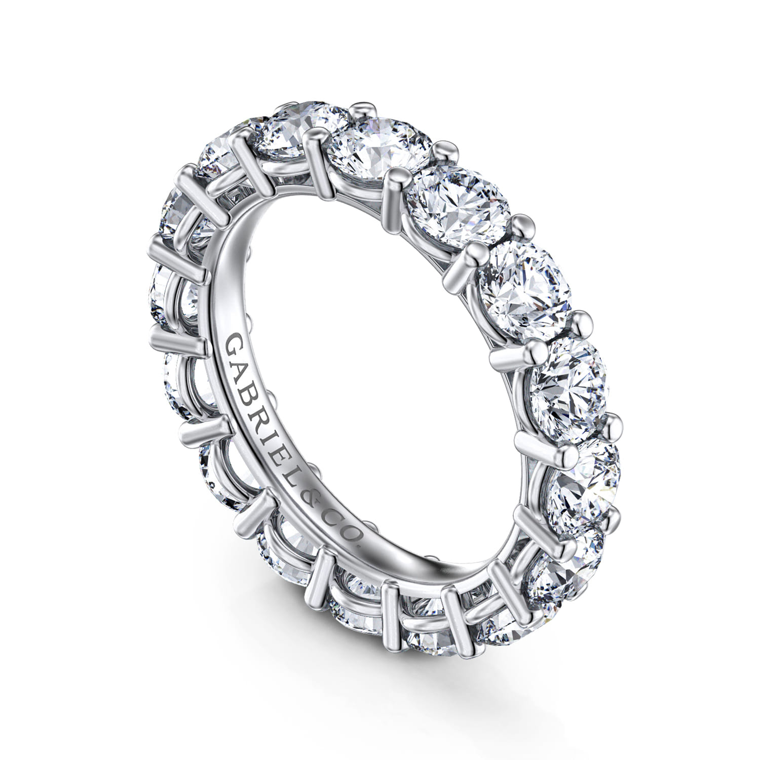 Eternity Band Wedding Ring in 14k White Gold with Round Natural Diamond at Gabriel & Co. - Shot 3