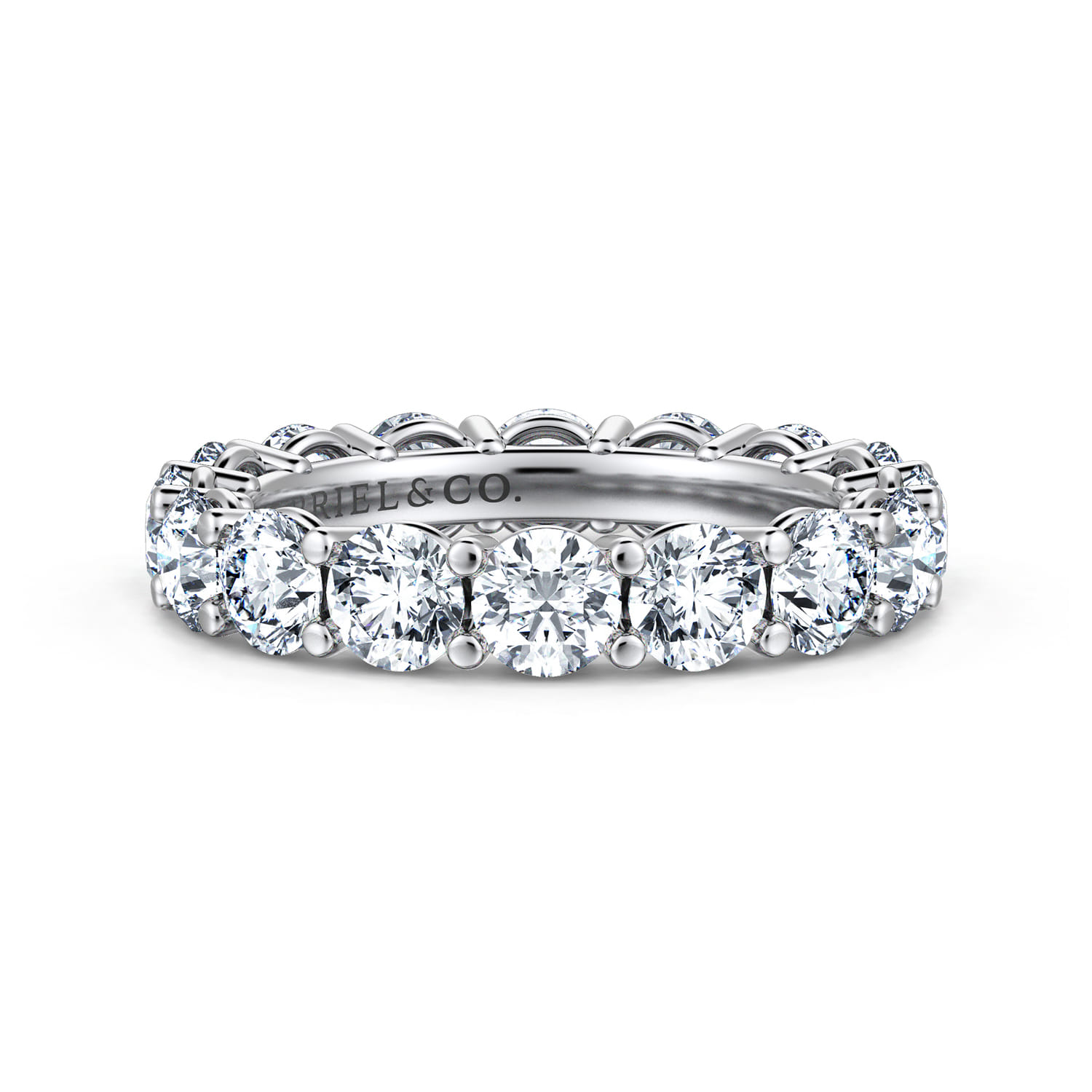 Eternity Band Wedding Ring in 14k White Gold with Round Natural Diamond at Gabriel & Co. - Shot 1
